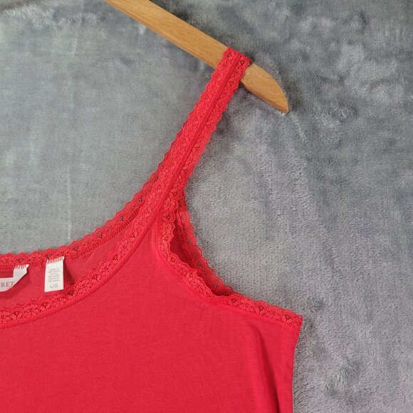 Victoria's Secret‎ Womens Red Lace Trim Tank Top Large L Camisole Sleepwear Vibe - Picture 3 of 8